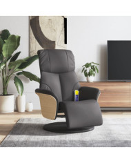 Fauteuil inclinable de massage repose-pieds gris similicuir | Mobilier & Déco