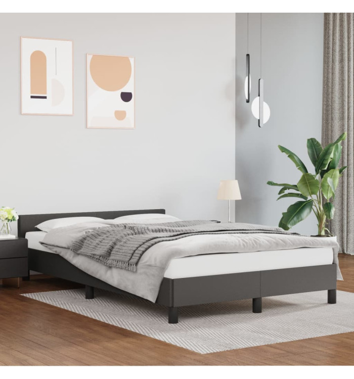 Cadre de lit sans matelas gris 120x190 cm similicuir | Mobilier & Déco