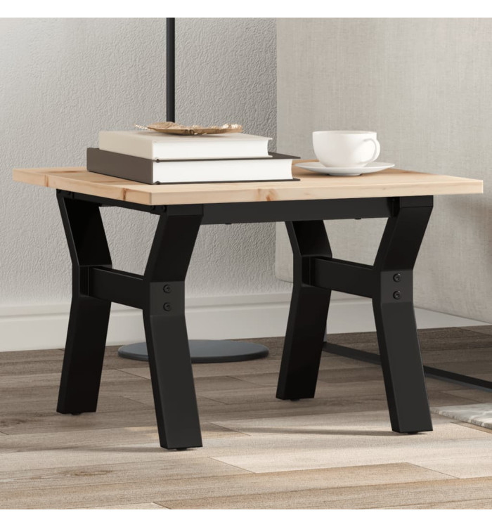Table basse cadre en Y 50x50x35 cm bois de pin massif et acier | Mobilier & Déco