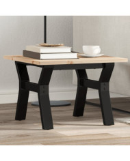 Table basse cadre en Y 50x50x35 cm bois de pin massif et acier | Mobilier & Déco