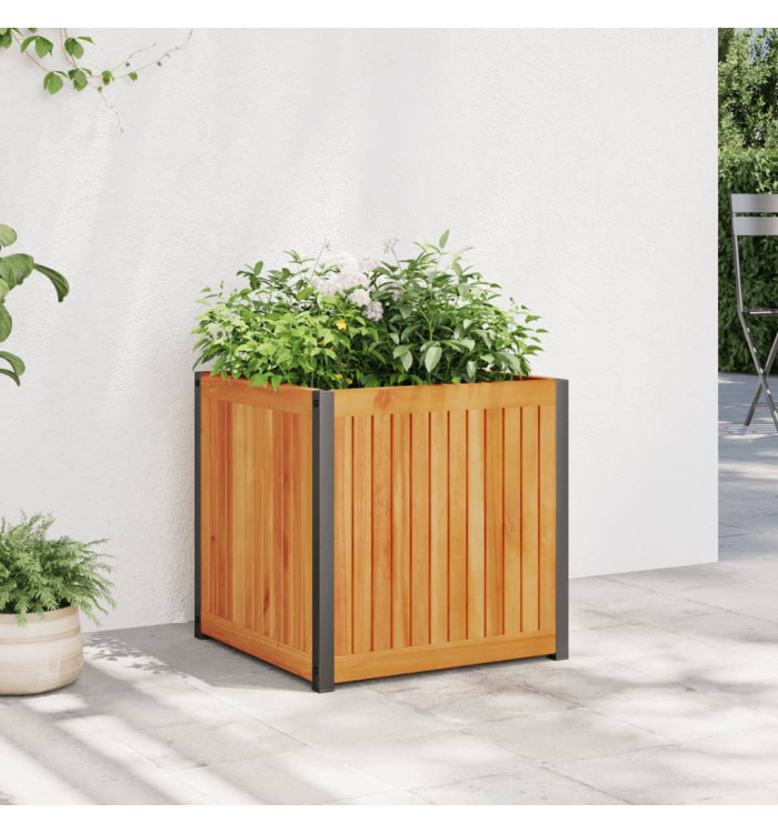 Jardinière 45x45x44 cm bois massif d'acacia et acier | Mobilier & Déco