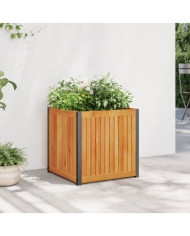 Jardinière 45x45x44 cm bois massif d'acacia et acier | Mobilier & Déco