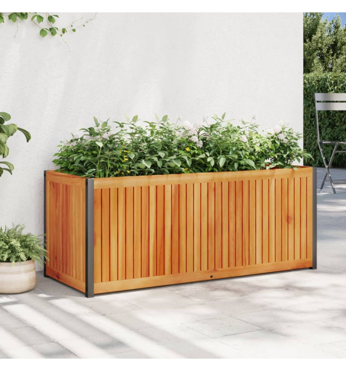 Jardinière 110x45x44 cm bois massif d'acacia et acier | Mobilier & Déco