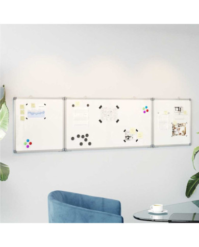 Tableau blanc magnétique pliable 160x40x1,7 cm aluminium | Mobilier & Déco
