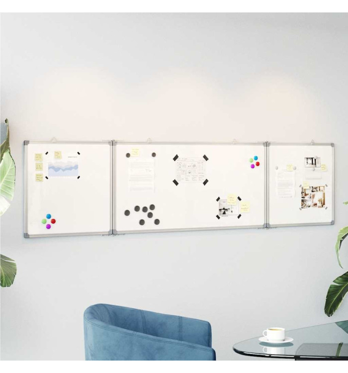 Tableau blanc magnétique pliable 160x40x1,7 cm aluminium | Mobilier & Déco