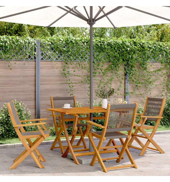 Ensemble à manger de jardin 5pcs gris polypropylène bois massif | Mobilier & Déco