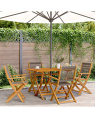 Ensemble à manger de jardin 5pcs gris polypropylène bois massif | Mobilier & Déco