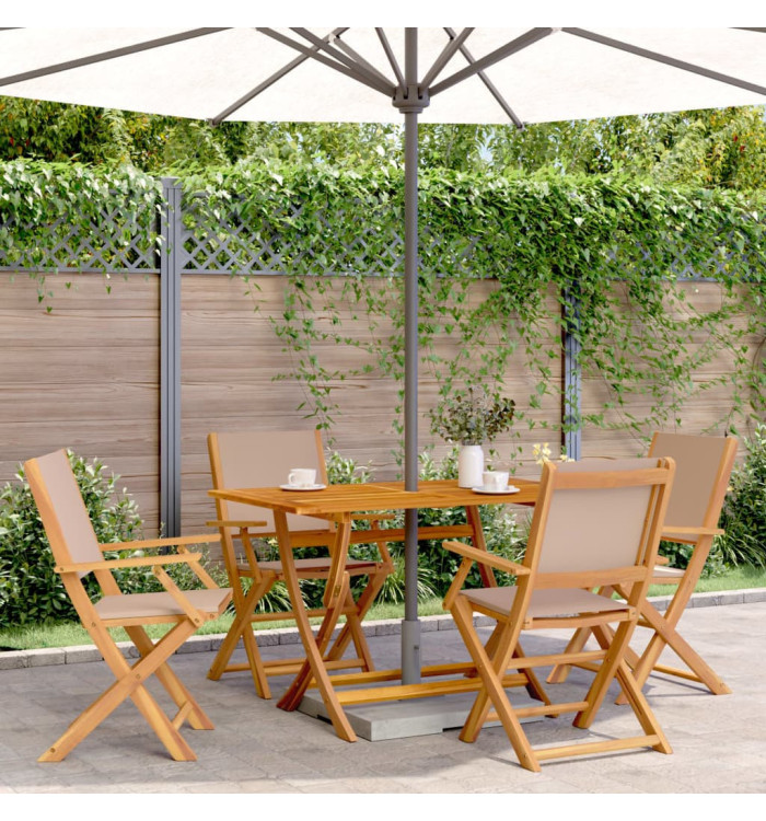 Ensemble à manger de jardin 5 pcs taupe tissu et bois massif | Mobilier & Déco