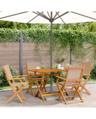 Ensemble à manger de jardin 5 pcs taupe tissu et bois massif | Mobilier & Déco