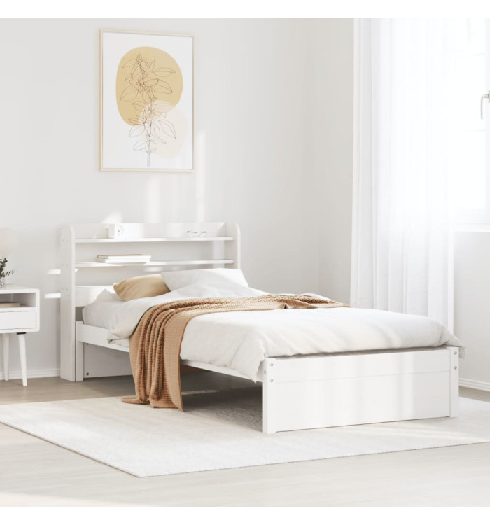 Cadre de lit avec tête de lit sans matelas blanc 90x200 cm | Mobilier & Déco