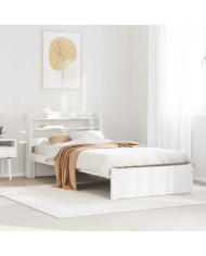 Cadre de lit avec tête de lit sans matelas blanc 90x200 cm | Mobilier & Déco