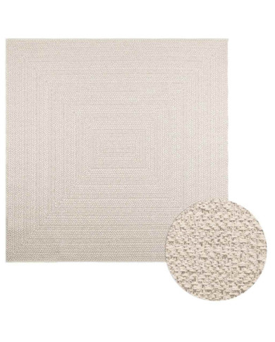 Tapis ZIZUR crème 200x200 cm aspect de jute intérieur extérieur | Mobilier & Déco
