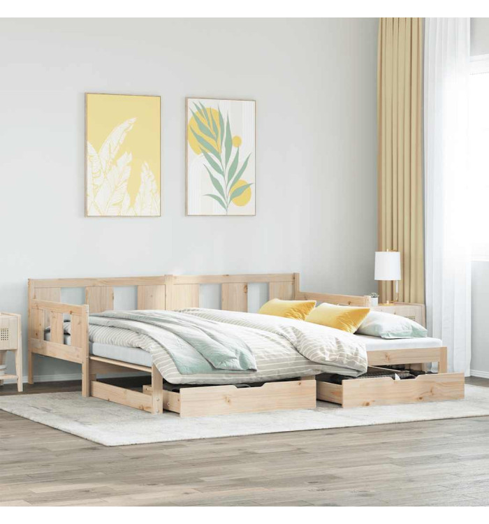 Lit de jour avec gigogne et tiroirs sans matelas 80x200 cm | Mobilier & Déco