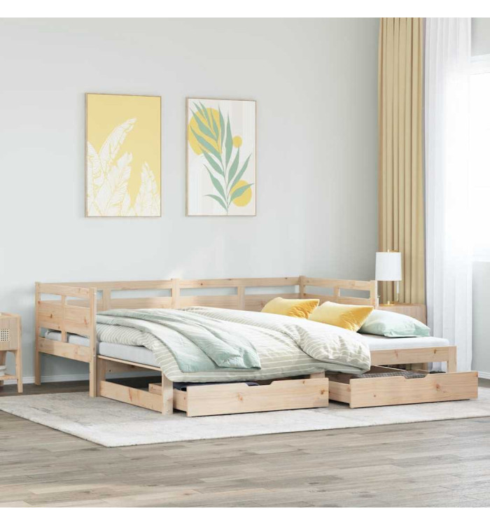 Lit de jour avec gigogne et tiroirs sans matelas 80x200 cm | Mobilier & Déco