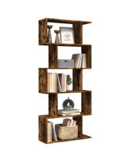 Étagère séparatrice de pièce à 5 niveaux chêne fumé 70x24x161cm | Mobilier & Déco