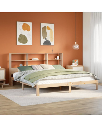 Lit bibliothèque sans matelas 180x200 cm bois massif de pin | Mobilier & Déco