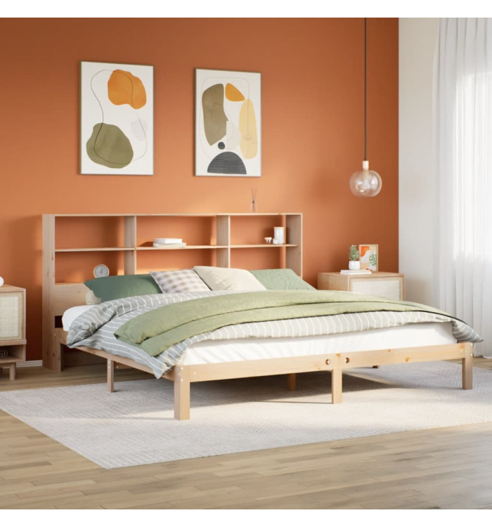 Lit bibliothèque sans matelas 180x200 cm bois massif de pin | Mobilier & Déco