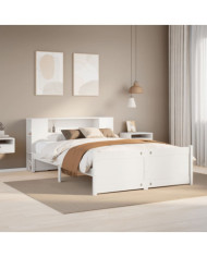 Lit bibliothèque sans matelas blanc 120x190 cm bois pin massif | Mobilier & Déco