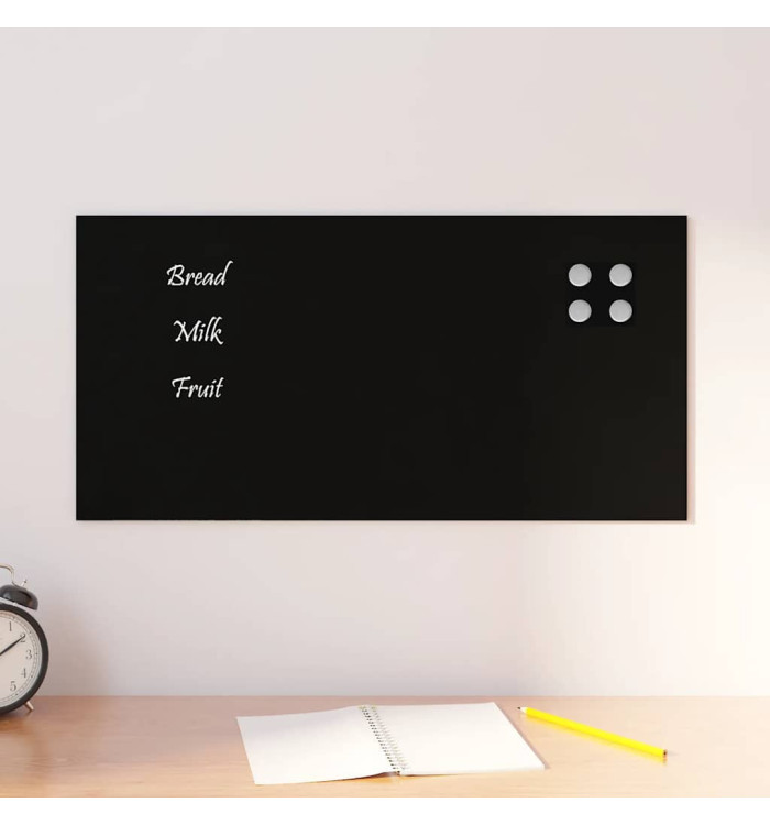 Tableau noir magnétique mural Noir 60x30 cm Verre trempé | Mobilier & Déco