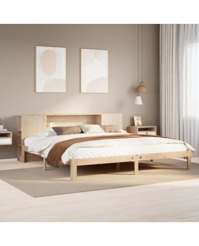 Lit bibliothèque sans matelas 180x200 cm bois massif de pin | Mobilier & Déco