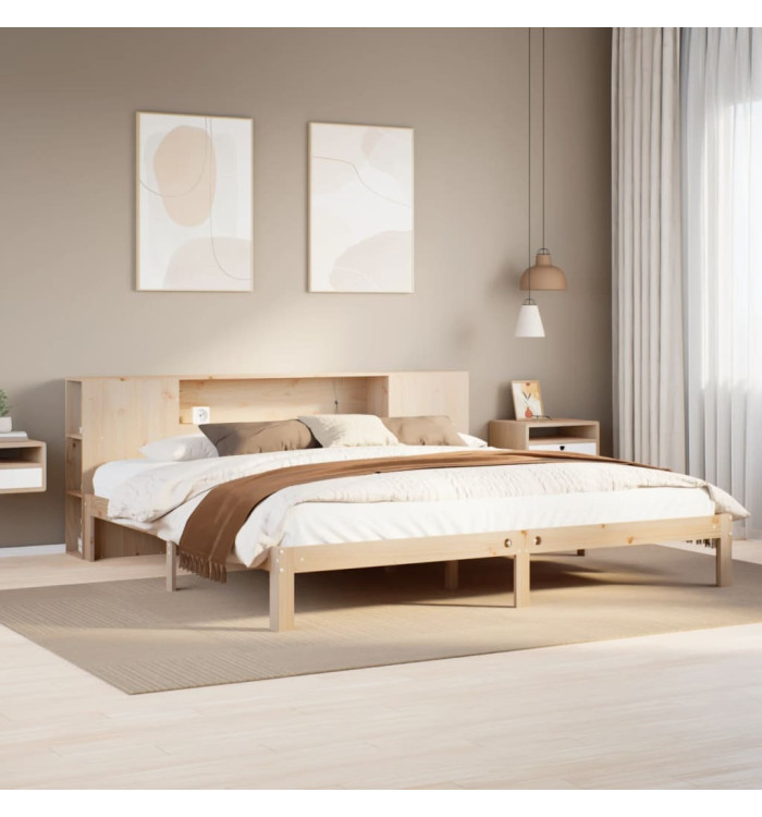Lit bibliothèque sans matelas 180x200 cm bois massif de pin | Mobilier & Déco