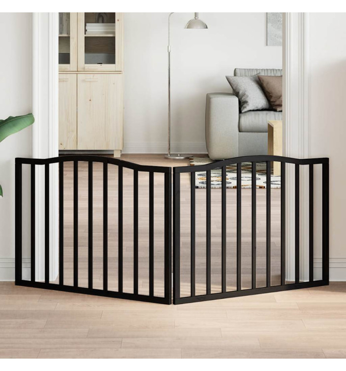 Barrière pour chien pliable 2 panneaux noir bois de peuplier | Mobilier & Déco