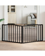 Barrière pour chien pliable 2 panneaux noir bois de peuplier | Mobilier & Déco
