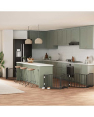 Barrière pour chien porte pliable 8 panneaux noir bois peuplier | Mobilier & Déco