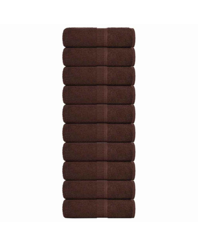Serviettes de visage 10 pcs marron 30x30 cm 360 g/m² 100% coton | Mobilier & Déco