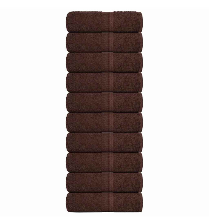 Serviettes de visage 10 pcs marron 30x30 cm 360 g/m² 100% coton | Mobilier & Déco