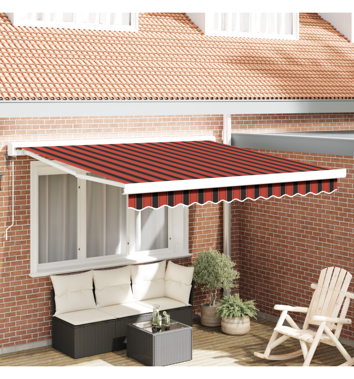 Store rétractable automatique orange et marron 300x250 cm | Mobilier & Déco