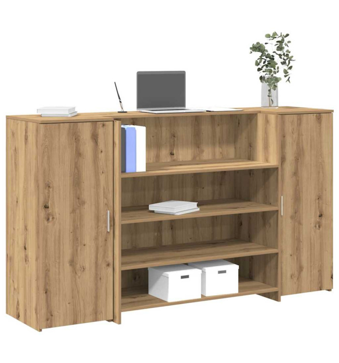 Bureau réception chêne artisanal 180x50x103,5cm bois ingénierie | Mobilier & Déco