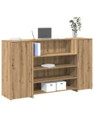 Bureau réception chêne artisanal 180x50x103,5cm bois ingénierie | Mobilier & Déco