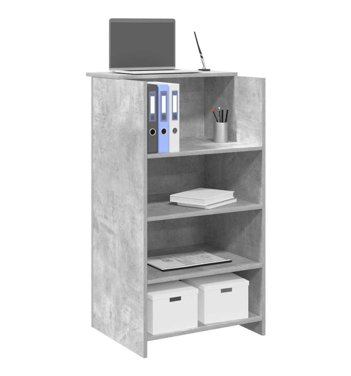 Bureau de réception gris béton 55x50x103,5 cm bois d'ingénierie | Mobilier & Déco
