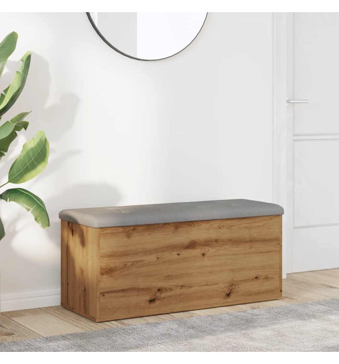 Banc de rangement chêne artisanal 102x42x45cm bois d'ingénierie | Mobilier & Déco