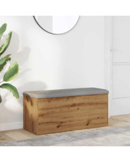 Banc de rangement chêne artisanal 102x42x45cm bois d'ingénierie | Mobilier & Déco