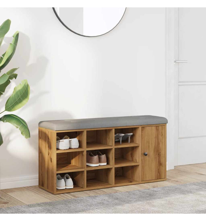 Banc à chaussures chêne artisanal 102x32x50cm bois d'ingénierie | Mobilier & Déco