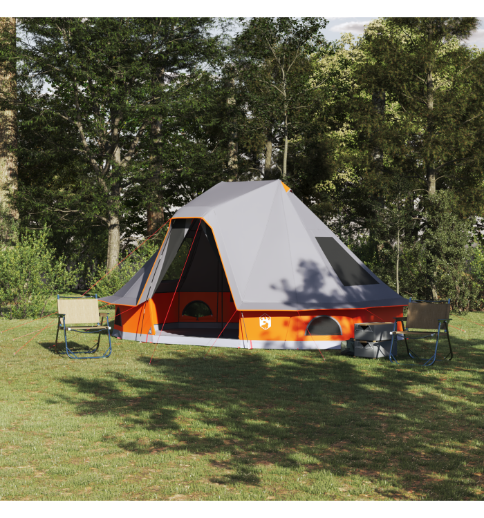Tente Familiale Tipi Grise et Orange pour 6 Personnes Étanche | Mobilier & Déco