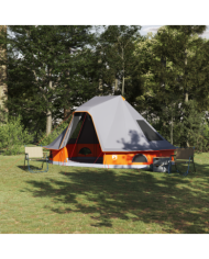 Tente Familiale Tipi Grise et Orange pour 6 Personnes Étanche | Mobilier & Déco