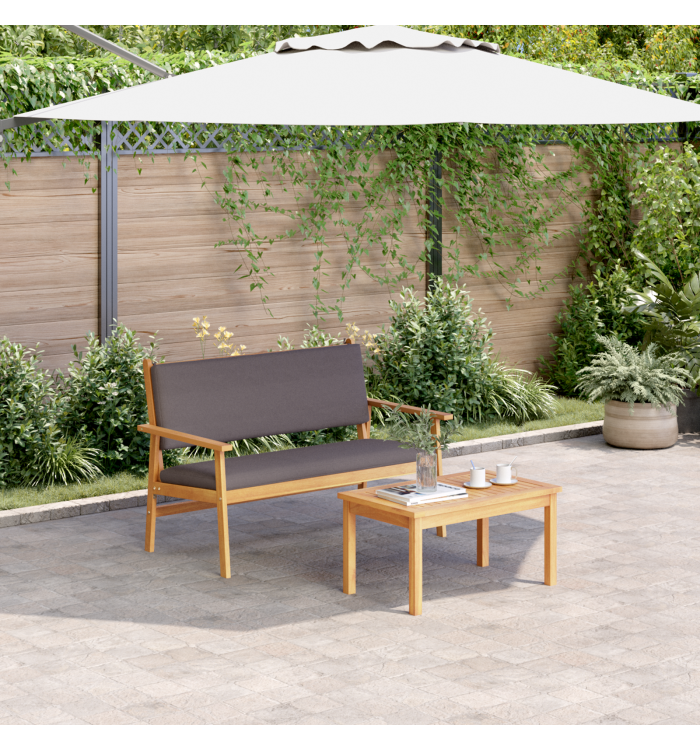 Ensemble de canapé de jardin 4 pièces avec coussins en bois d'acacia | Mobilier & Déco