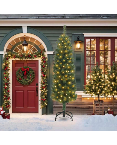 Arbre de Noël mince avec 300 LEDs Vert 210 cm | Mobilier & Déco