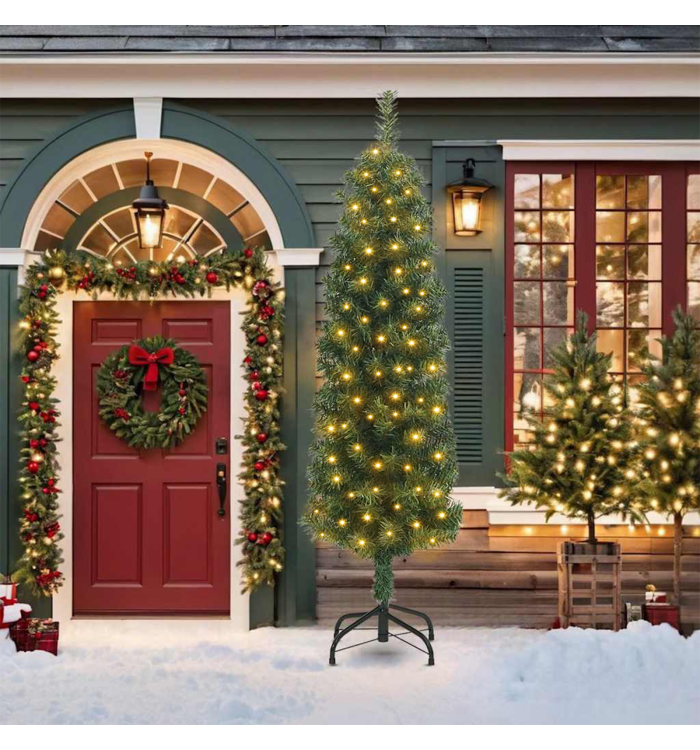 Arbre de Noël mince avec 300 LEDs Vert 210 cm | Mobilier & Déco