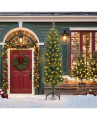 Arbre de Noël mince avec 300 LEDs Vert 210 cm | Mobilier & Déco