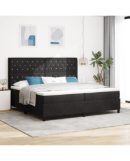 Lit Box Springs avec Matelas et LED Noir 200x200 cm Velours | Mobilier & Déco