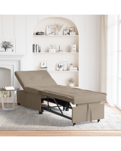 Canapé Lit 3-en-1 Design Dépliant en Tissu Taupe | Mobilier & Déco