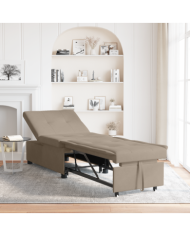 Canapé Lit 3-en-1 Design Dépliant en Tissu Taupe | Mobilier & Déco