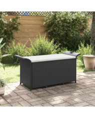 Banc de jardin avec coussin noir 116x46x57 cm résine tressée | Mobilier & Déco