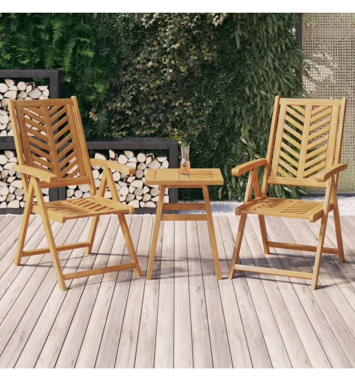 Chaises de jardin inclinables lot de 2 bois massif d'acacia | Mobilier & Déco