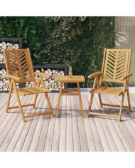 Chaises de jardin inclinables lot de 2 bois massif d'acacia | Mobilier & Déco