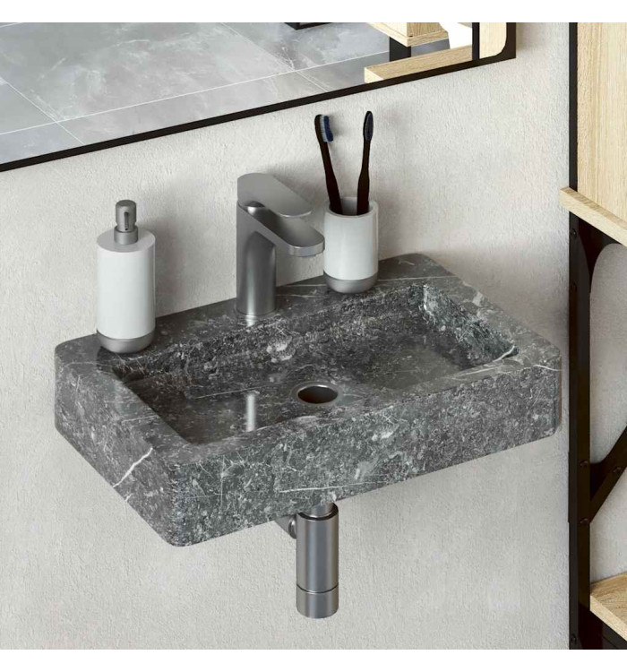 Lavabo mural gris 38x24x6,5 cm marbre | Mobilier & Déco